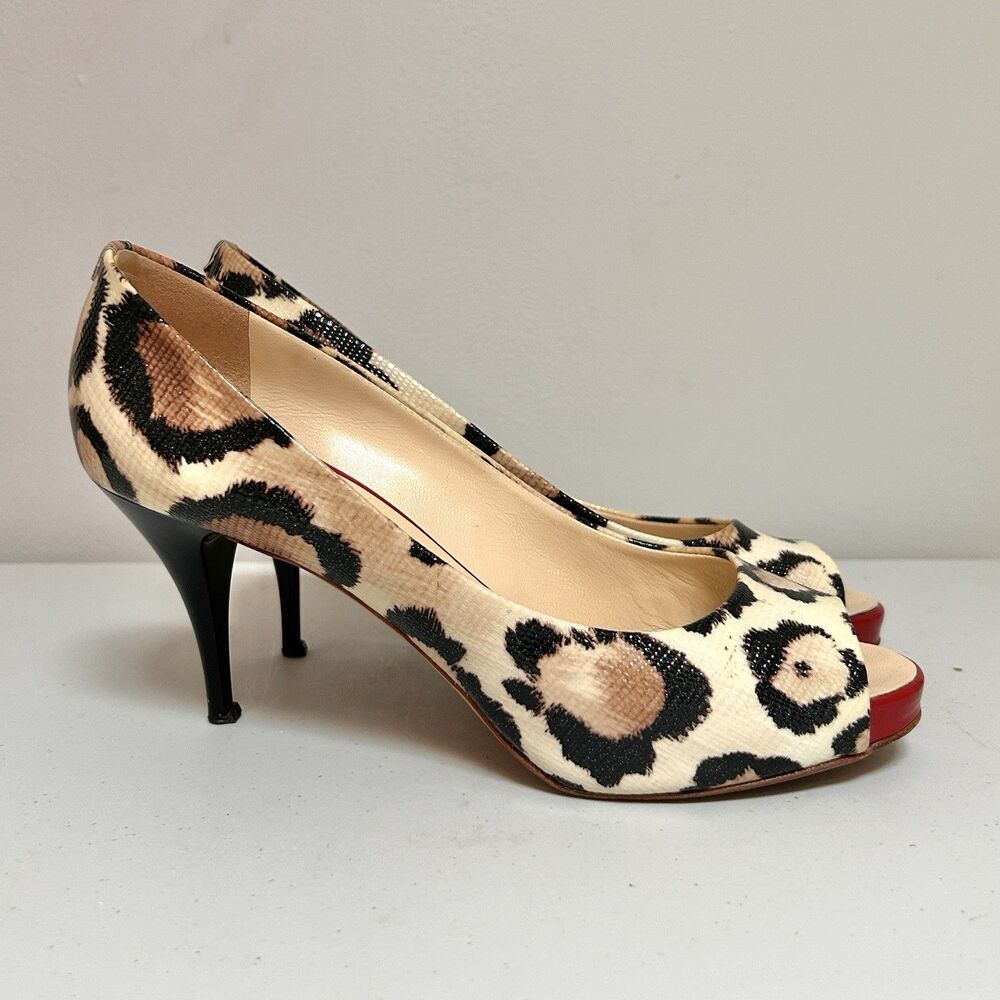 Giuseppe Zanotti Leopard Print Peep Toe Pumps Heels Italy EU 38.5 US 8.5